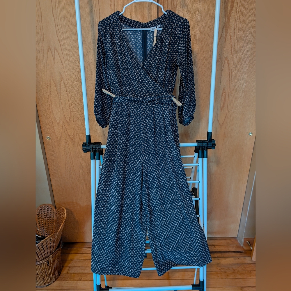 Gap Elegant Navy Patterned Jumpsuit